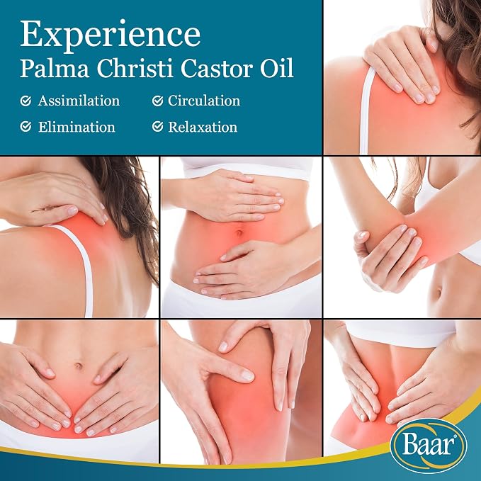 Baar Cold-Pressed Castor Oil, Cold-Processed, Hexane-Free, Palma Christi, for Skin, Hair, Massage & Castor Oil Packs, BPA-Free Bottle, 32 oz