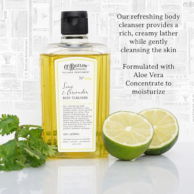 C.O. Bigelow Lime Coriander Apothecary Duo Skin Care Gift Set, Body Wash & Body Lotion, Liquid Soap & Moisturizing Lotion, Set of 2, 10 Fl Oz