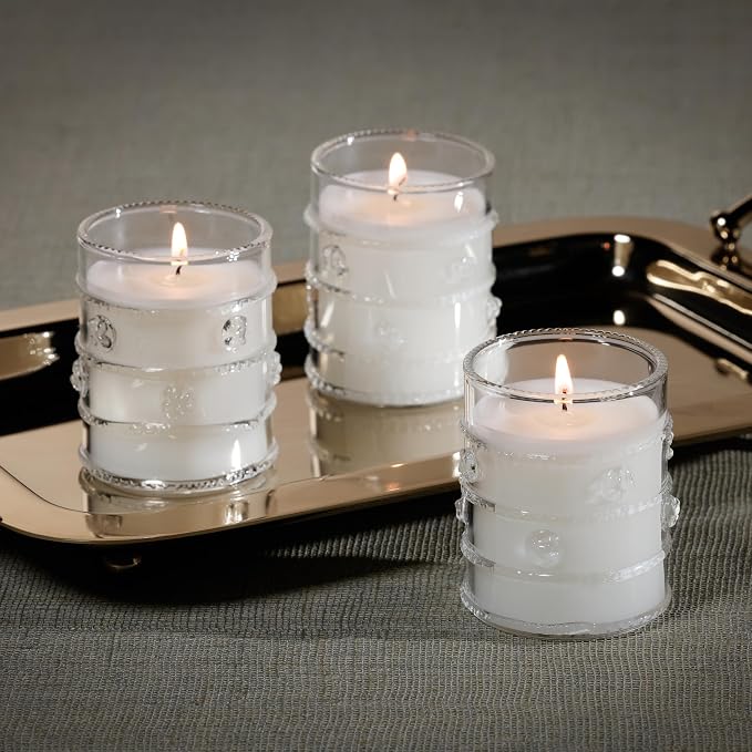 Zodax Grand Casablanca Glass Jar Scented Candle Trio for Home Decor - Ideal for Kitchen and Bathroom - Makes a Great Gift for Women and Men - Lily of The Valley - 2.8 Oz. - 3 Pack