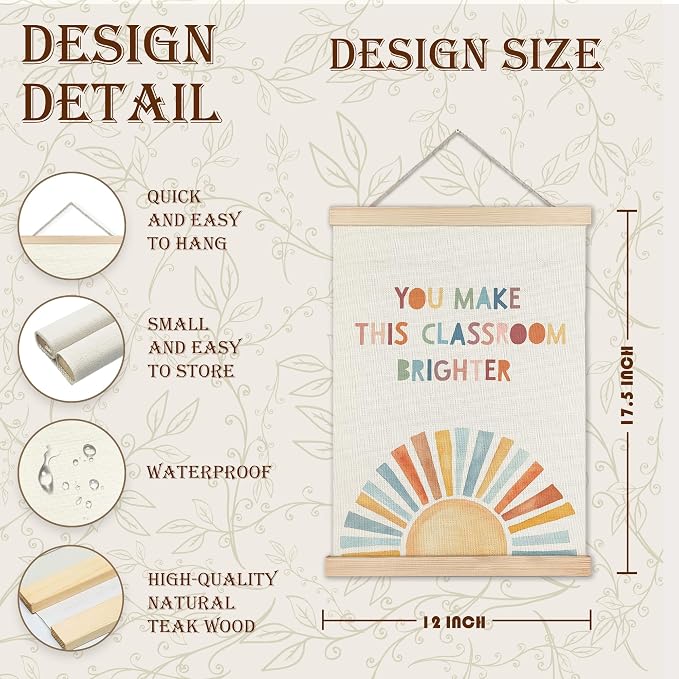 URLLUAE Bobo Sunshine Rainbow Wall Art Posters for Classroom, Classroom Wall Decor, Inspirational Affirmation Poster Hanger Frame for Classroom Preschool Middle High School Wall Decor, 12x16 Inch