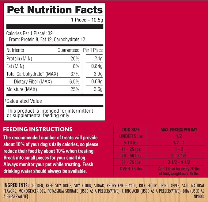 Milo's Kitchen Chicken & Apple Sausage Slices Dog Treats, 18 Oz. Bag (Pack of 4)