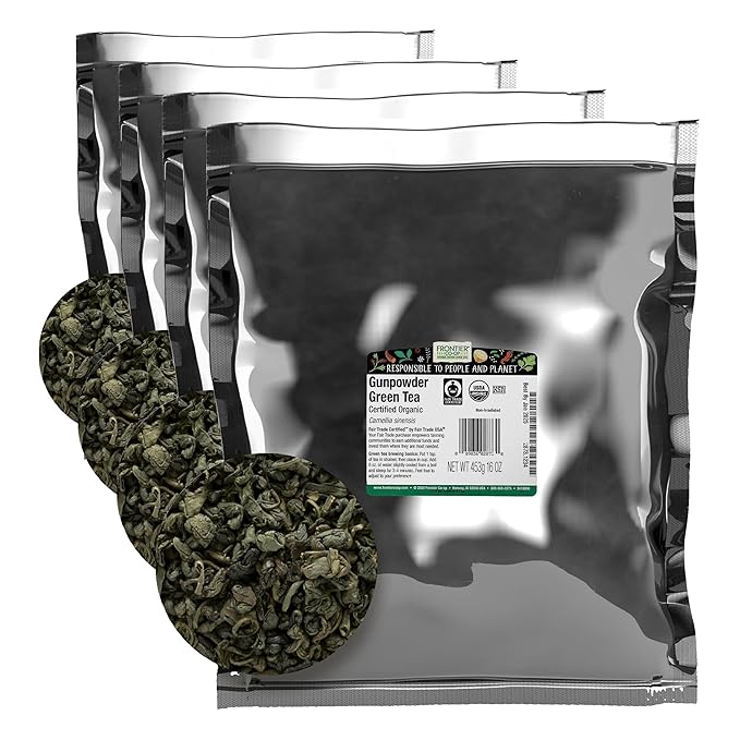 FRONTIER HERB TEA LSE GRN GUNPOWDER ORG 16 OZ (Pack of 4)