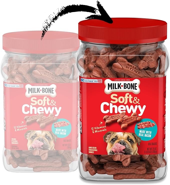 Milk-Bone Soft & Chewy Dog Treats, Made with Real Bacon, 25 Ounce Canister