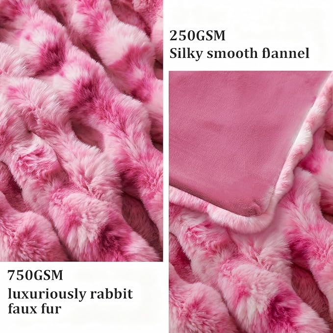 Faux Fur Throw Blanket for Couch, 1000 GSM Cozy Fuzzy Fluffy Soft Plush Thick Bubble Sherpa Blanket for Sofa Bedroom Living Room, Mothers Day Birthday Gifts for Women Home Decor