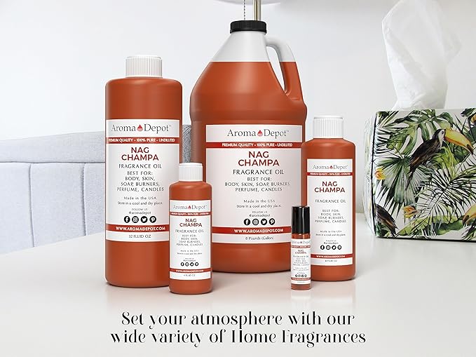 Aroma Depot Nag Champa 2 oz. Fragrance Oil I Perfume I Skin Oil I Scented. DIY Projects Such as Candles, Bath Bombs, Body Butters, Creams & Lotions. Few Drops in The Diffuser, Burners, or Warmers.