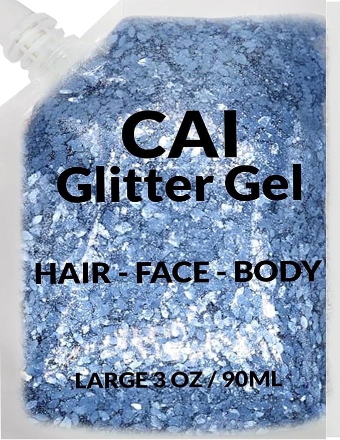Face, Body & Hair Glitter Gel – Halloween Glitter for Kids and Women – 3 Oz Cosmetic-Grade Gel w/Moon & Stars for Festivals & Halloween Party, Easy Apply & Wash Off - Blue 1Pack