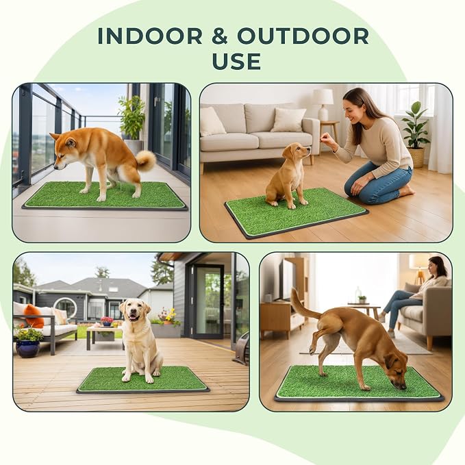BurgeonNest Dog Grass Pad with Tray 45"x32", 3-Layer System with EVA Tray | Includes Reusable Artificial Grass, Absorbent Washable Pee Pad, Foldable Tray for Balcony, Apartment & Indoor/Outdoor Use
