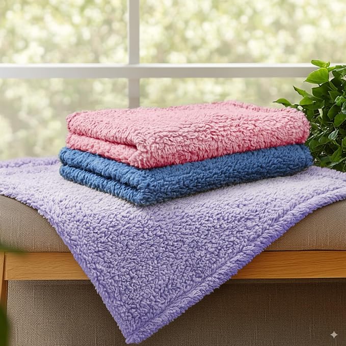 Luciphia 3 Pack Soft Sherpa Fleece Blankets for Dogs Cats Puppies,30"x20" | Fluffy Throw Blanket Washeble for Crate Bed Couch Indoor. Cozy Pet Blanket, Puppy Essentials Dog gift,Purple,Medium