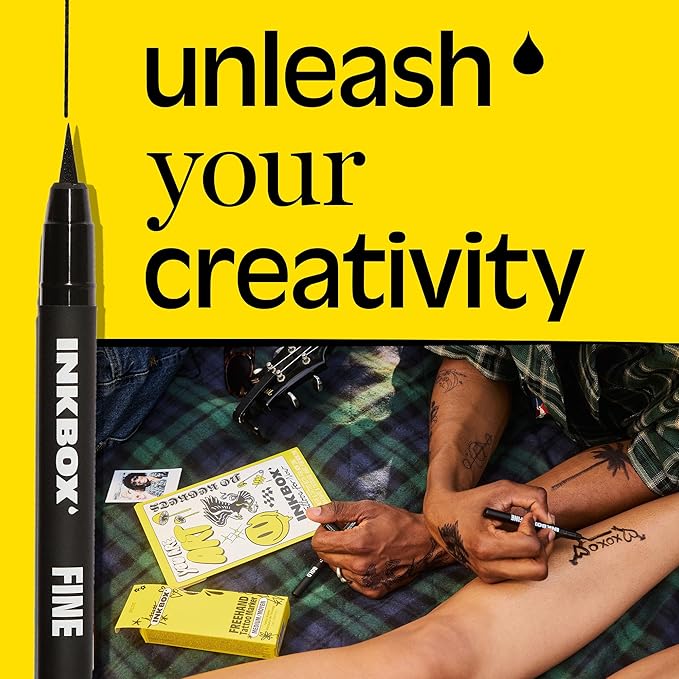 Inkbox Freehand Tattoo Marker – Fine Tip, Lasts up to 10 days, For All Skin Tones, Water-Resistant, Cruelty-Free & Vegan | Long-Lasting Temporary Tattoo Pen, All Artists Skill Levels -1 Count