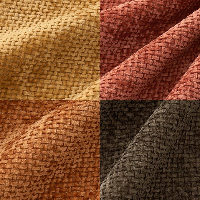 MIULEE Decorative Chenille Fall Pillow Covers Orange Brown 18x18 Pack of 4 | Rustic Decor, Autumn Harvest Orange Collection, Couch Throw Pillows, Farmhouse Boho Cushion Covers for Sofa Bed Living Room