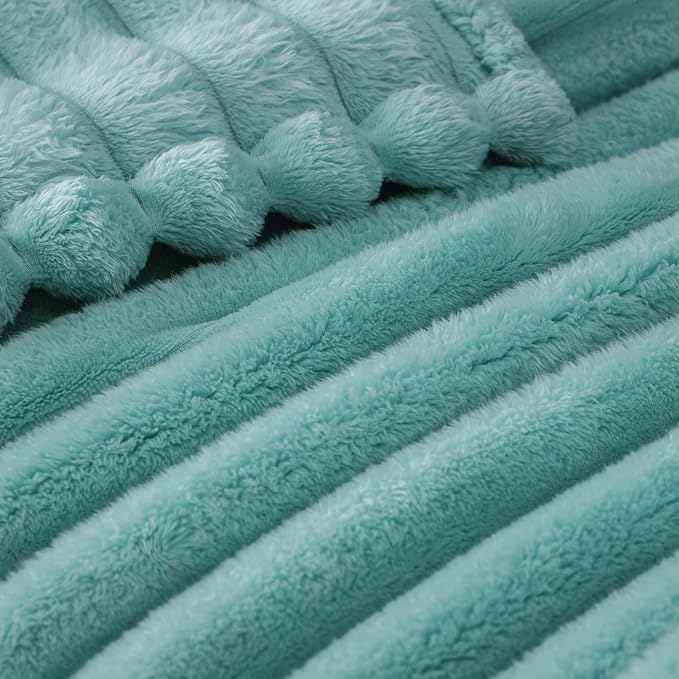 Exclusivo Mezcla Striped King Size Fleece Blanket for Bed, Couch, 90"x104" | Soft Breathable Cozy Bed Blankets, Lightweight Plush Fluffy Fuzzy Jacquard Decorative Blankets