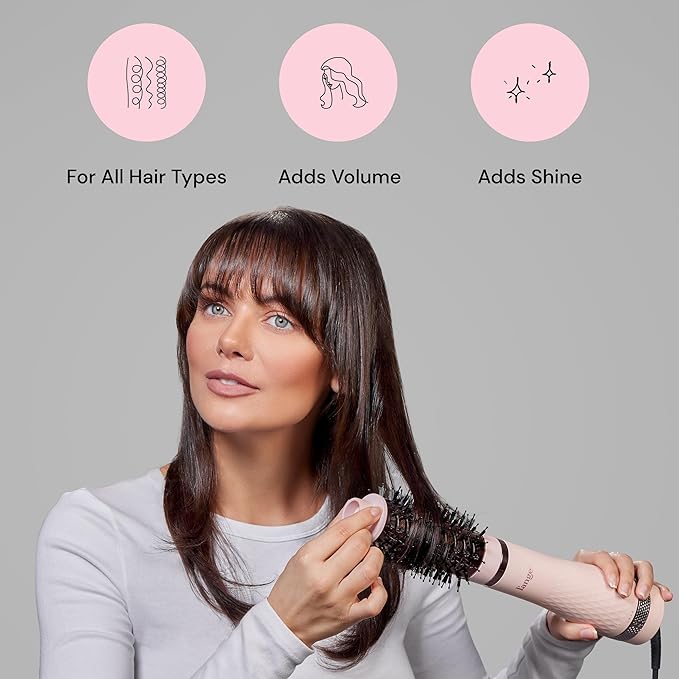 L'ANGE HAIR Multi-Volume Series Blow Dryer Brush | Interchangeable Hair Dryer Brush with Ionic Titanium Barrel for Smooth, Voluminous Styling | Black - Oval 75mm