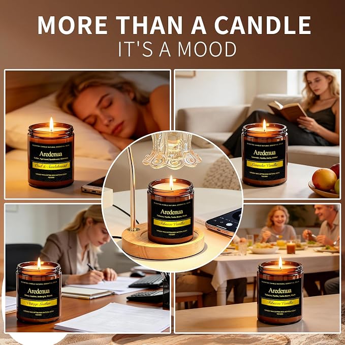 Vintage Leather Scented Candle - Masculine Luxury Soy Candle for Home, Hand Poured Candle Gift for Women & Men, Long Lasting Masculine Leather Scent - Vintage Inspired Home Fragrance