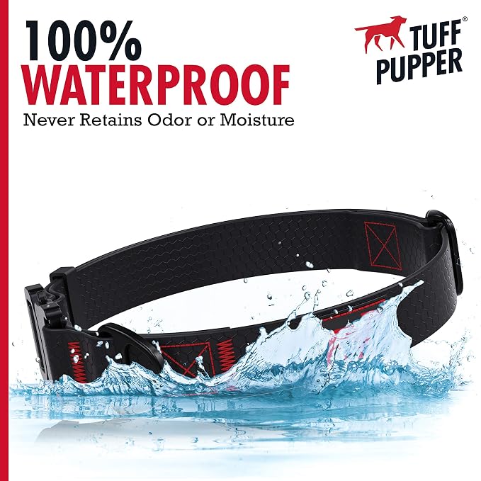 Tuff Pupper Waterproof Action Collar for Dogs | Heavy Duty Water Proof Dog Collar | Tear Proof & Odor Free | Rust-Proof Metal Hardware | Tactical Quick Release Buckle | for Adventurous, Active Dogs
