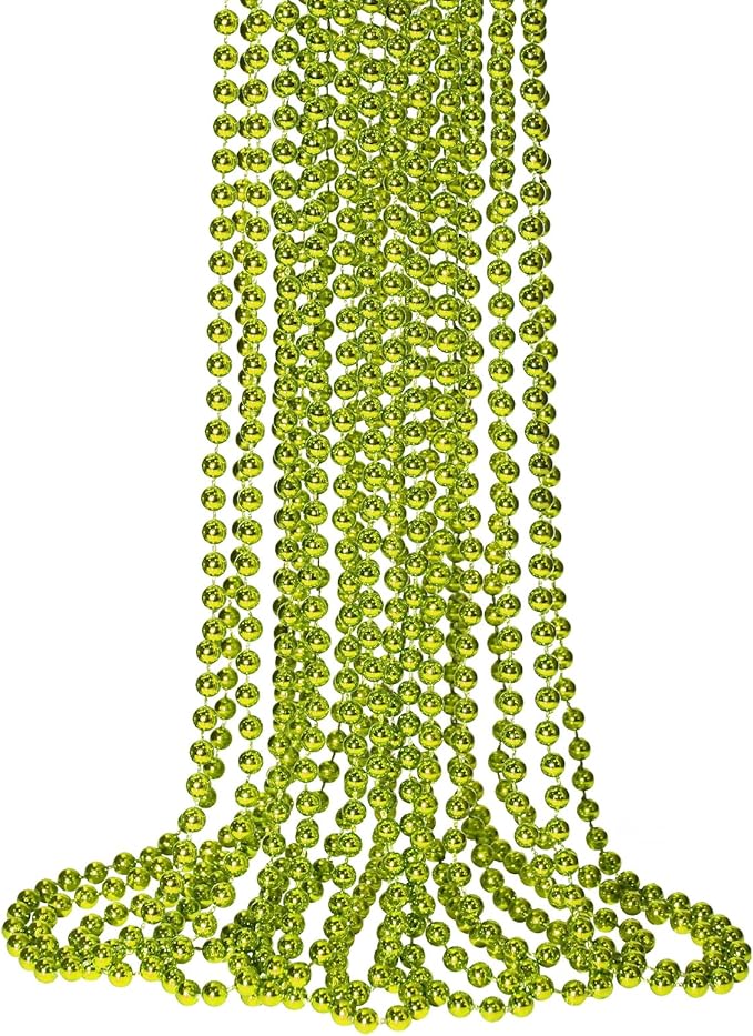 SHAOQINLIN 12 PCS St. Patricks Day Bead Necklace, 33" Light Green Mardi Gras Beads Necklaces St Patricks Day Accessories for St. Patrick's Day Mardi Gras Parade Throws Birthday Christmas Party Favors