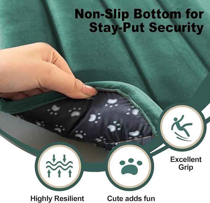 pobopobo Dog Crate Pad, Ultra Soft & Anti-Slip Kennel Mat, Secure Fit for Metal Crates & Dog Cages, Washable Cozy Bed for Small Medium Large Dogs (Green, M(28"*16"*1.5"))
