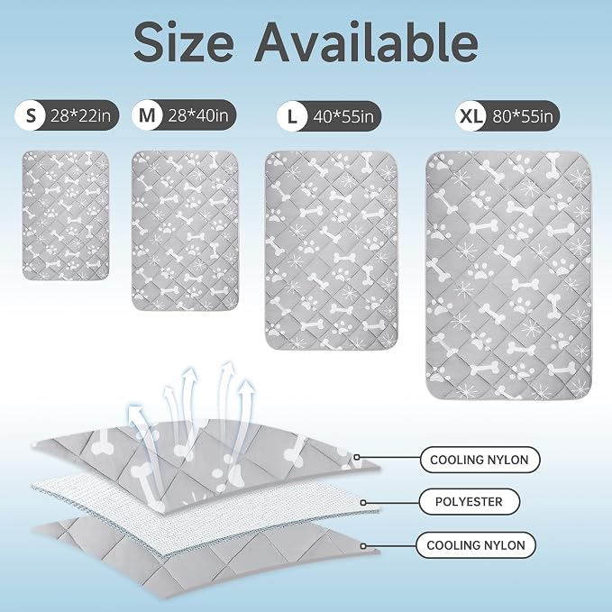 wegreeco Pet Dog Cooling Mat for Cats, Lightweight Bed Outdoor Cooling Blanket for Dogs and Cats, Small Medium Large Puppy Cool Pad for Dogs, Small Bones XLarge