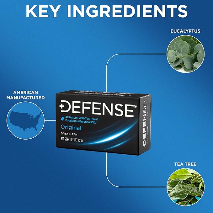Defense Soap 4.2 Oz Bar - 100% Natural Tea Tree and Eucalyptus Oil