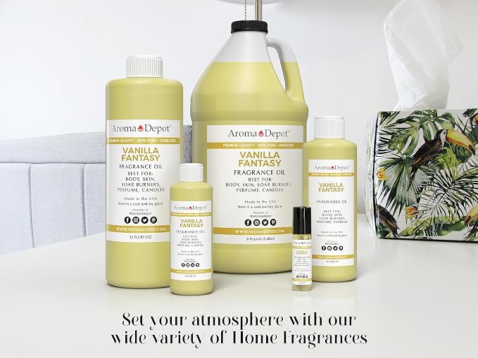 Aroma Depot 8oz / 8 Ounces Vanilla Fantasy Perfume Oil for Making, Body Oil, Soap, Candle Making & Incense. Our Version is a Premium Quality Undiluted & Alcohol Free