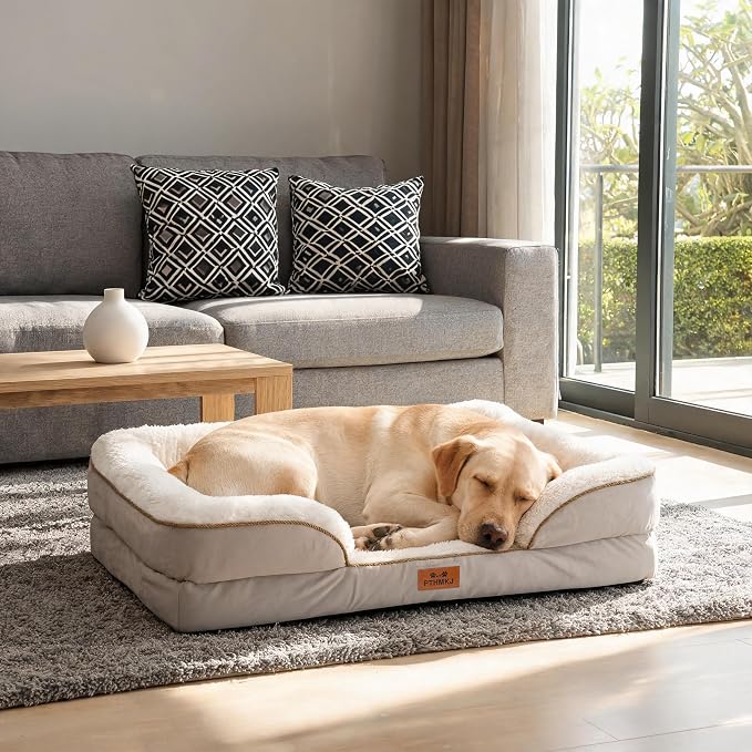 Orthopedic Extra Large Dog Bed, Memory Foam XL Dog Bed Couch, 44" L | Dual-layer Foam Mat, Washable Cover&Waterproof, Contoured Bolster Design, Indoor&Car Truck, Pet Bed for Dogs Cats Up to 90lbs