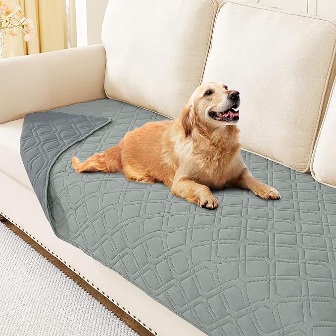 Waterproof Dog Bed Blanket - Soft Pet Blanket & Sofa Cover for Dogs | Reversible Washable Furniture Protector, Couch Covers for Pets (30x70 Inch, Grey/Dark Grey)