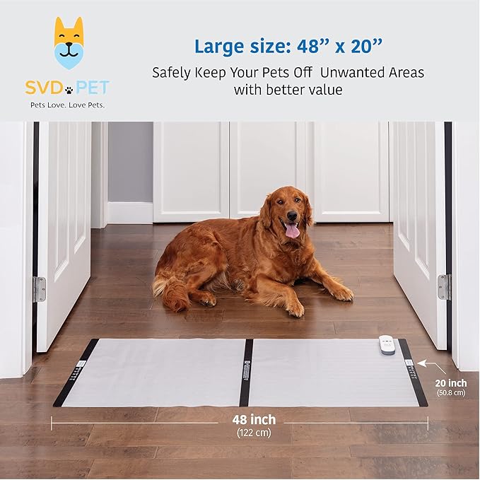 SVD.PET Pet Training Mat, 48"x20" Electric Scat Mat for Cats & Dogs, White