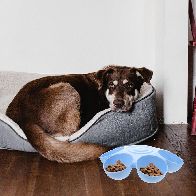 Ipetboom Puppy Litter Bowl Cat Bowls Dog Food Water Bowls Flower Shaped 6 Bowls Pet Feeding Dish Multiple Cat Feeder Dog Treats Dispenser for Puppy Kitten Blue Feeding Station