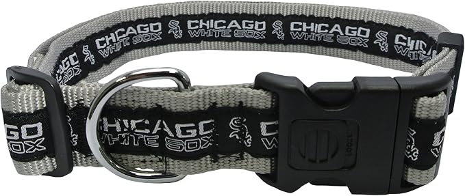 MLB Chicago White Sox Licensed PET COLLAR- Heavy-Duty, Strong, and Durable Dog Collar. Available in 29 Baseball Teams and 4 Sizes