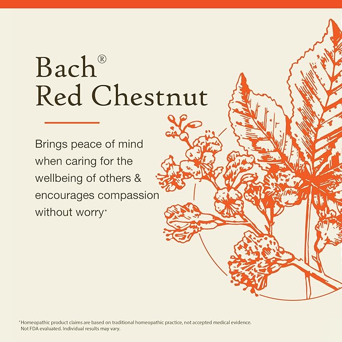 Bach Original Flower Remedies, Red Chestnut - Peace of Mind - Natural Homeopathic Flower Essence for Emotional Balance - Vegan, Gluten Free, Sugar Free - 20mL Dropper