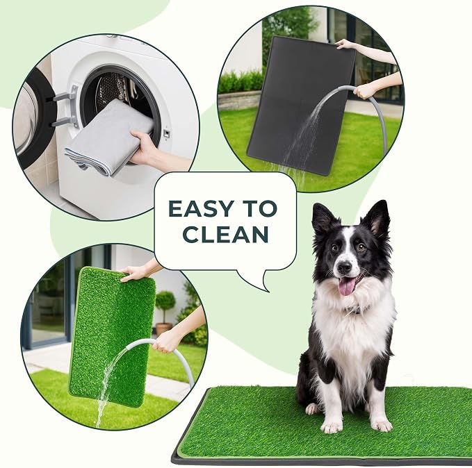 BurgeonNest Dog Grass Pad with Tray 45"x32", 3-Layer System with EVA Tray | Includes Reusable Artificial Grass, Absorbent Washable Pee Pad, Foldable Tray for Balcony, Apartment & Indoor/Outdoor Use