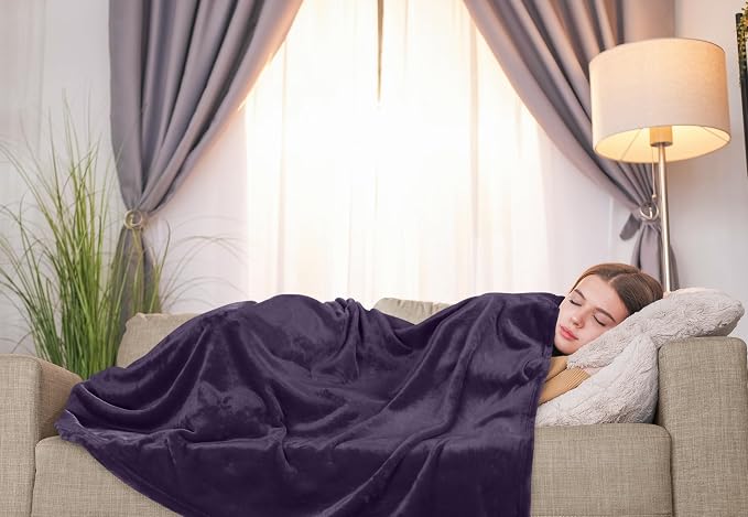 Utopia Bedding Ultra Soft Fleece Bed Blanket Throw Size Purple (50x60 Inch) | Microfiber Plush Warm Lightweight Breathable Cozy Blanket Anti-Static, All Season Use, Gift for Women and Men