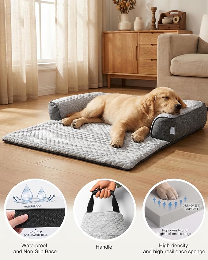 IUUI Dog Bed/Mat for Couch,Faux Rabbit Fur Pet Sofa Furniture Protector | Non-Slip&Manchine Washable,Protects Sofa from Fur & Scratches,Bubble Puff Fluffy Texture,Cozy for All Size Dogs&Cats