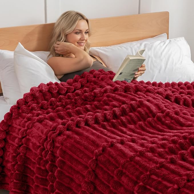 Exclusivo Mezcla Striped Twin Size Fleece Blanket for Bed, Couch, 60"x80" | Soft Breathable Cozy Bed Blankets, Lightweight Plush Fluffy Fuzzy Jacquard Decorative Blankets