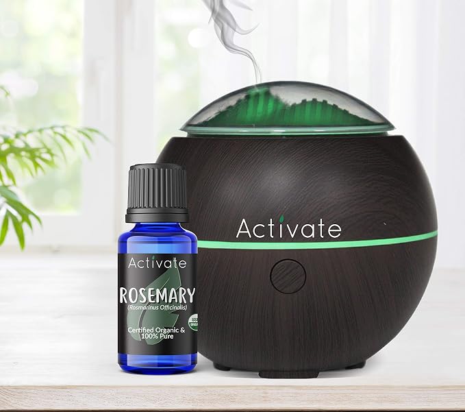 Activate Organic Rosemary Essential Oil, USDA Certified Organic, 100% Pure & Undiluted, Steam Distilled for Aromatherapy, Hair, Skin, Diffuser, Massage, DIY Soap & Candle Making, 10ml