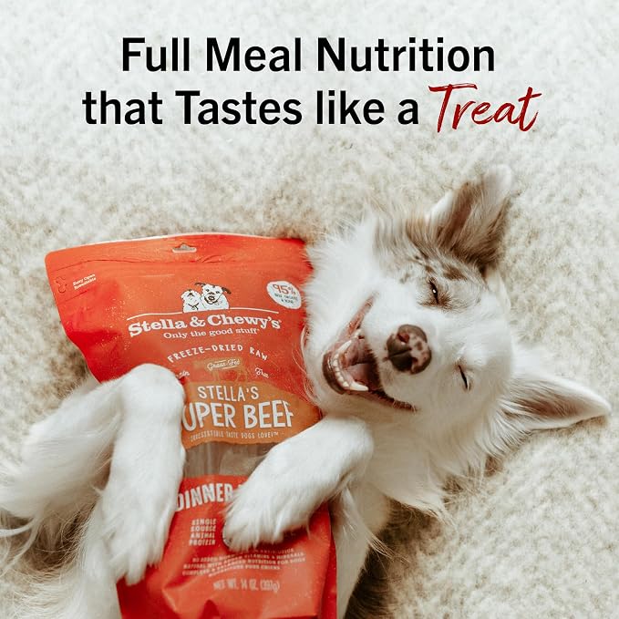 Stella & Chewy's Freeze Dried Dog Food for Adult Dogs, Beef Patties, 32 Count, 16 Ounce Bag