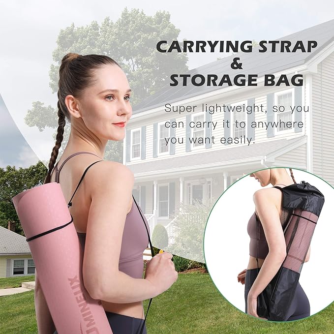 UMINEUX Yoga Mat Extra Thick 1/3'' & 2/5" Non Slip Yoga Mats for Women Eco Friendly TPE Fitness Exercise Mat with Carrying Sling & Storage Bag