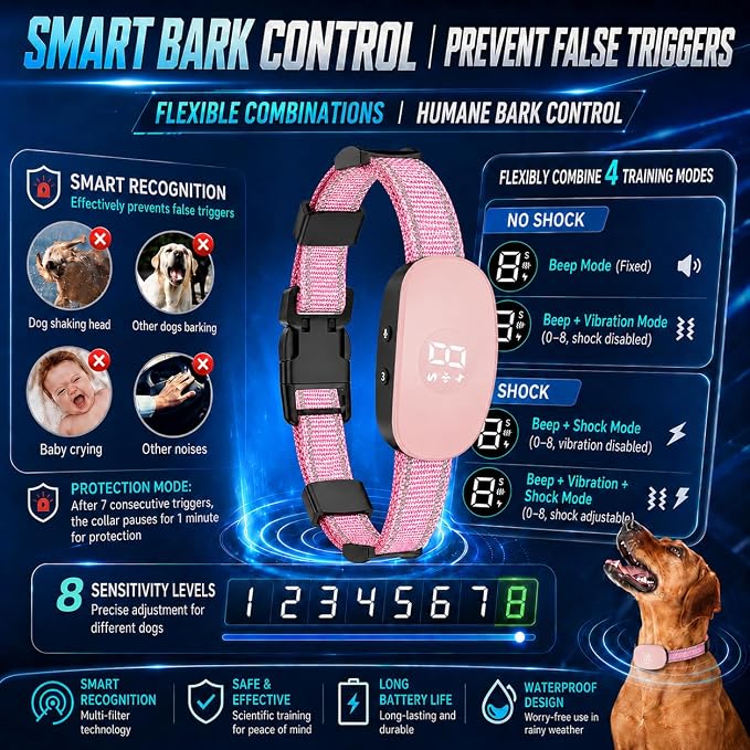Dog Bark Collar;Pink