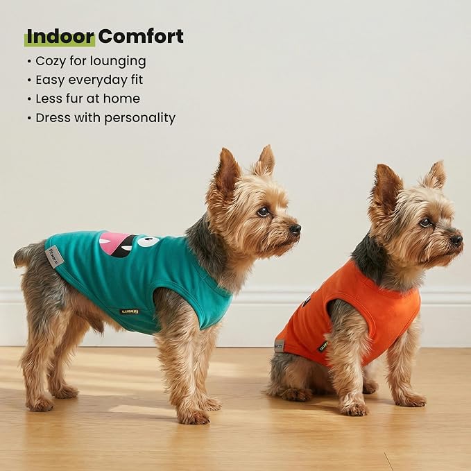 Fitwarm 3 Pack Monster Dog Shirt, Lightweight Funny Dog Tshirt, Summer Clothes for Small Dogs Boy Girl, Pet Outfit, Orange, Green, Teal, XL