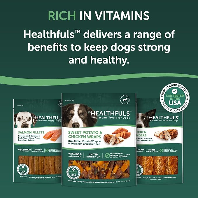 Healthfuls Chicken Wrapped Sweet Potato Dog Treats, 16oz | Premium Chicken Breast, Real Sweet Potato, Vitamins & Antioxidants, No Artificial Colors, Everyday Treat, For All Life Stages