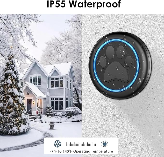 FullHouse Dog Doorbell for Potty Wireless Doggy Bell Training to Go Outside | Waterproof Touch-Sensitive Button, for Puppy Doggie Pets, Over 1000 feet Range