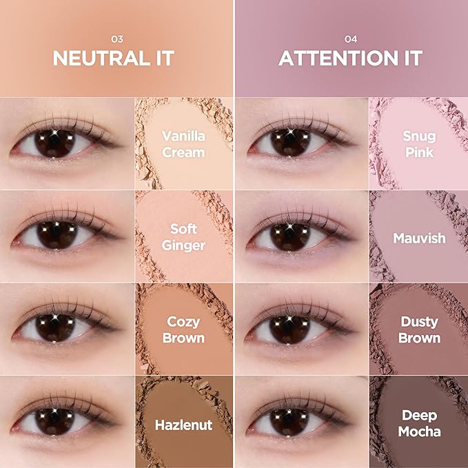 lilybyred Mood It Palette | 4-Shade Korean Eyeshadow Palette, Pre-Matched Personal Tone, Soft Blending, Buildable Coverage, Matte & Shimmer Finish, Daily Wear, Compact Size, 0.10 oz. (04 Attention It)