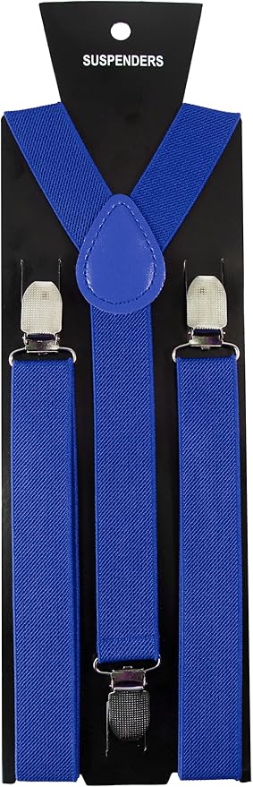 JEMYGINS Solid Color Mens Suspender with 3 Strong Clips Adjustable Braces