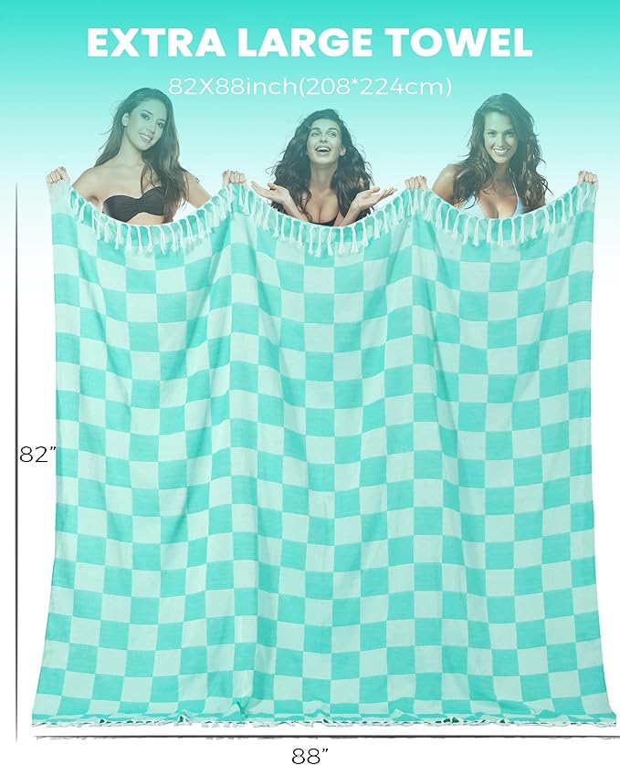 Antfuny Turkish Beach Towels Extra Throw Queen Full Size Quilt Blanket Thin Lightweight Cooling Large Towel for Summer Ice Cold Bedspread Linen Bed Sheet Hot Sleeper Items Breathable Comforter