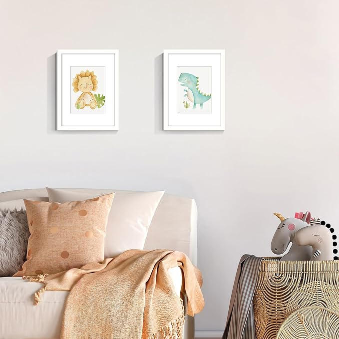 upsimples 9x12 Picture Frame, Gallery Wall Frames Set of 5, White | Photo Frame Collage Wall Decor, 6x8 Picture Frame with Mat for Family, Baby, Hallway, Christmas