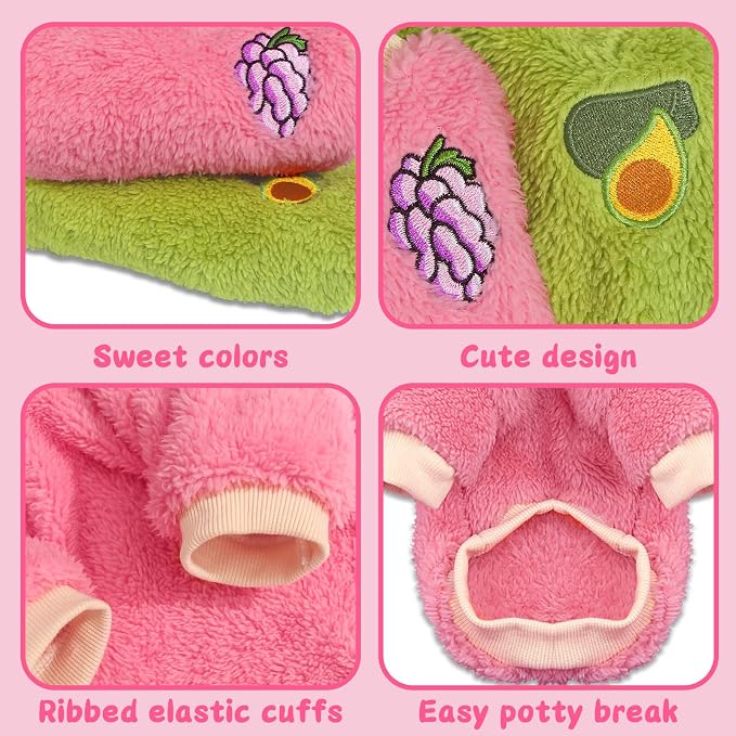 2 Pieces Small Dog Sweater Winter Warm Doggie Sweaters for Small Dogs Like Chihuahua Yorkie Girl Puppy Coat Thick Fleece Pet Clothes Clothing (Large)