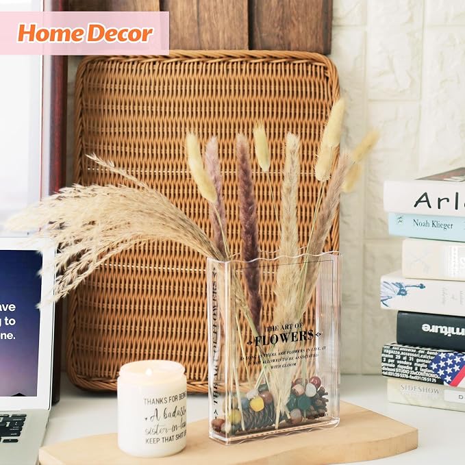 Book-Shaped Vase for Flowers, Book Lovers Gifts Cute Clear Flowers Vases | Aesthetic Room Decor,Must-Have for Home, Bookshelf, Bedroom, Office Decor for Women, Teacher Gift - Like Mothers Day