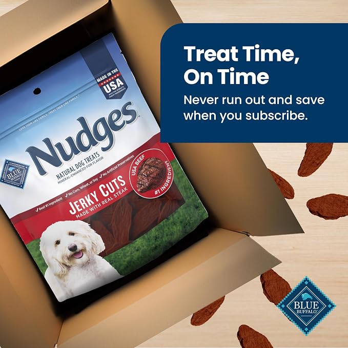Blue Buffalo Nudges Jerky Cuts Steak Dog Treats, 16 oz | Real Beef First, Made in the USA, For All Breed Sizes, No Artificial Preservatives