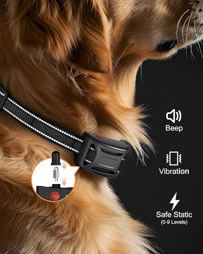 Wireless Dog Fence System - 2-in-1 Pet Containment & Training Collar with Accurate Boundary Control, IPX6 Waterproof and Rechargeable, for Large & Medium 1 Dogs Black