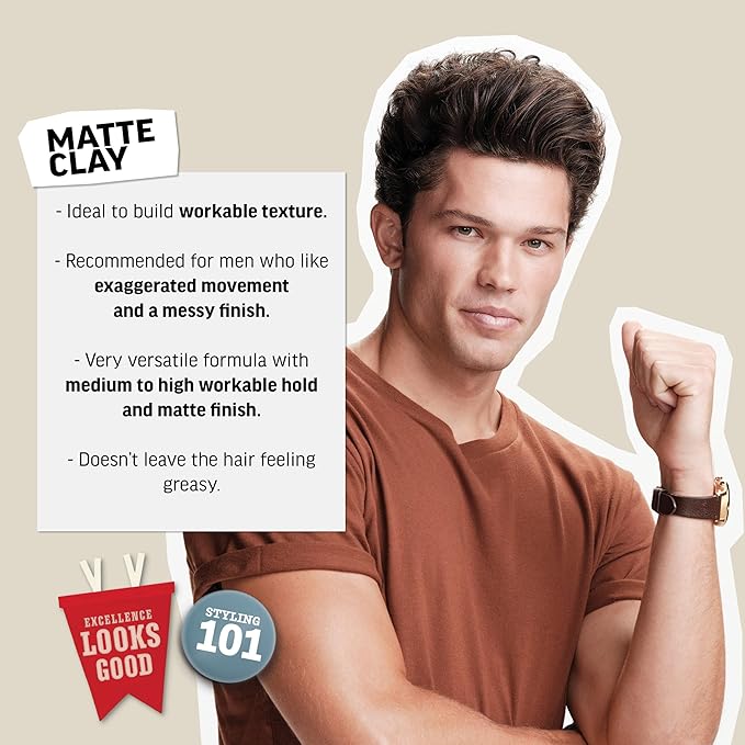 American Crew Men's Hair Matte Clay, Like Hair Gel with Medium/High Hold, 3 oz