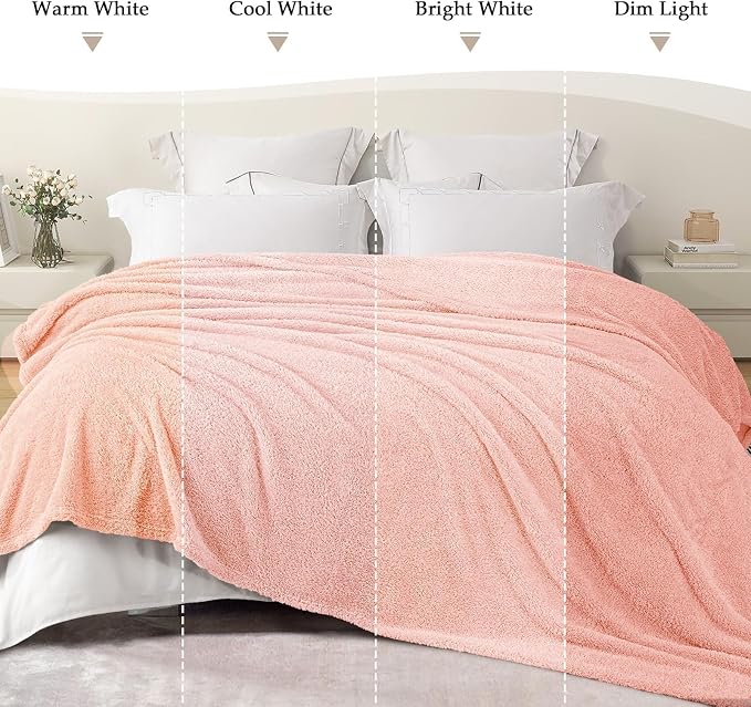Exclusivo Mezcla Fleece Bed Blankets King Size for Bed, 90" x 104" | Super Soft and Cozy Fluffy Blanket for Women, Lightweight and Fuzzy Large Blanket for Bedroom , All Season, Light Pink